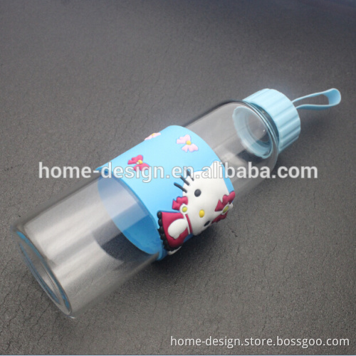 elegant glass cup with silicone rubber case for hot water